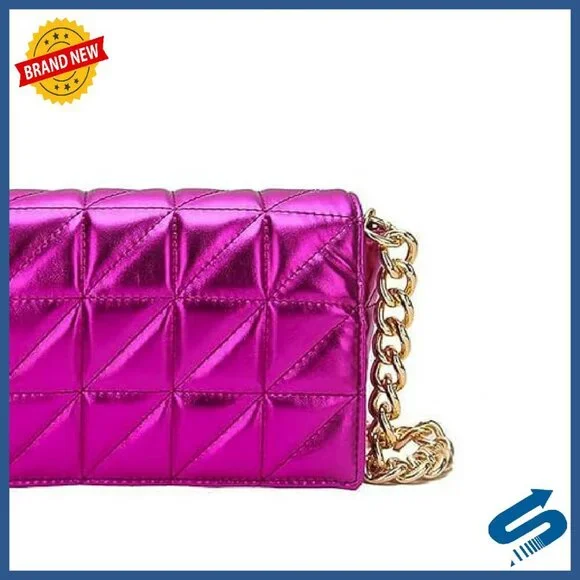 Small PU Leather Shoulder Bag Clutch with Chain Strap - Picture 5 of 8